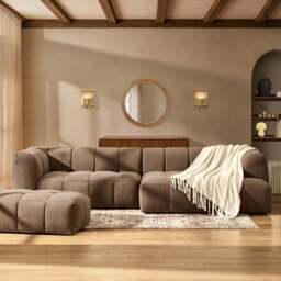 DUSK Manhattan Right Hand Chaise Sofa - Chenille Mushroom - thumbnail 2