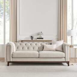 DUSK Chesterfield 3 Seater Sofa - Stone - thumbnail 3