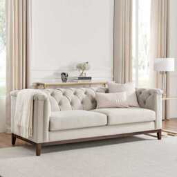 DUSK Chesterfield 3 Seater Sofa - Stone - thumbnail 1
