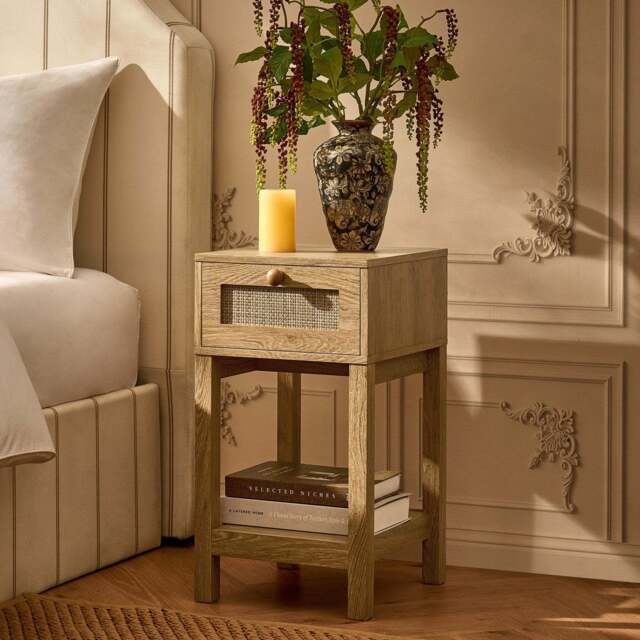 DUSK Carmen Rattan Nightstand - Light Wood - image 1