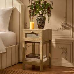 DUSK Carmen Rattan Nightstand - Light Wood