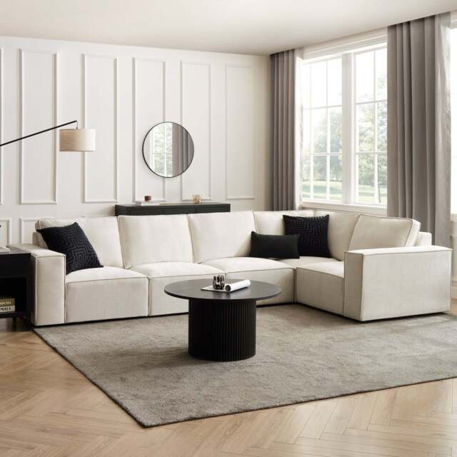 DUSK Brooklyn Large Right Hand L-Shape Sofa - Ivory - image 1