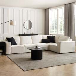 DUSK Brooklyn Large Right Hand L-Shape Sofa - Ivory - thumbnail 1