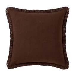DUSK Cotton Fringed Edge Cushion Cover - Chocolate - 50cm x 50cm - thumbnail 3
