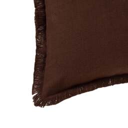 DUSK Cotton Fringed Edge Cushion Cover - Chocolate - 50cm x 50cm - thumbnail 4