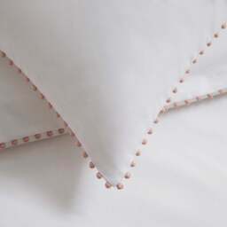 DUSK Girona 200 Thread Count Pom-Pom Duvet Cover - Cotton - White/Pink - Super King - thumbnail 2