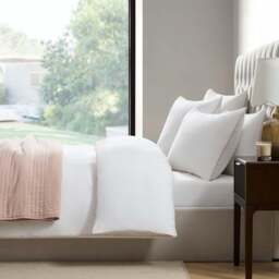 DUSK Girona 200 Thread Count Pom-Pom Duvet Cover - Cotton - White/Pink - Super King - thumbnail 4
