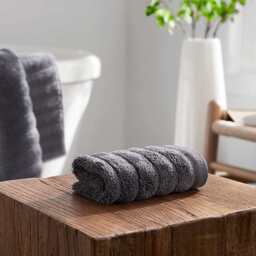 DUSK Monaco Plush Ribbed Cotton Towel Collection - Charcoal - Face Cloth - thumbnail 4