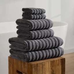 DUSK Monaco Plush Ribbed Cotton Towel Collection - Charcoal - Face Cloth - thumbnail 5