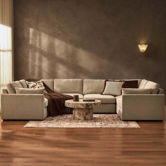 DUSK Miami U Shape Sofa - Chenille Oatmeal - image 1