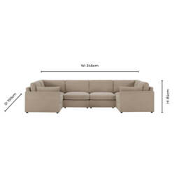 DUSK Miami U Shape Sofa - Chenille Oatmeal - thumbnail 6