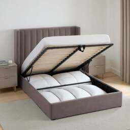 DUSK Madison Ottoman Storage Bed - Taupe - Double - thumbnail 4