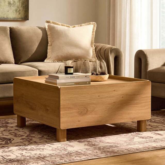 DUSK Avalon Extendable/Storage Coffee Table - Light Oak Effect - image 1