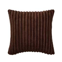 DUSK Ribbed Flannel Faux Fur Cushion Cover - Chocolate - 50 x 50cm - thumbnail 3