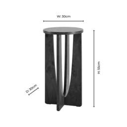 DUSK Lana Round Side Table - Mid Wood/ Travertine Effect - thumbnail 7