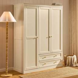 DUSK Ruby 3 Door Wardrobe with Drawers - Cream - thumbnail 2