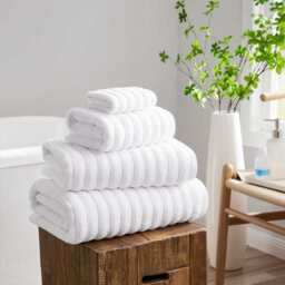 DUSK Monaco Plush Ribbed Cotton Towel Collection - White - 6 Piece Bundle - thumbnail 1