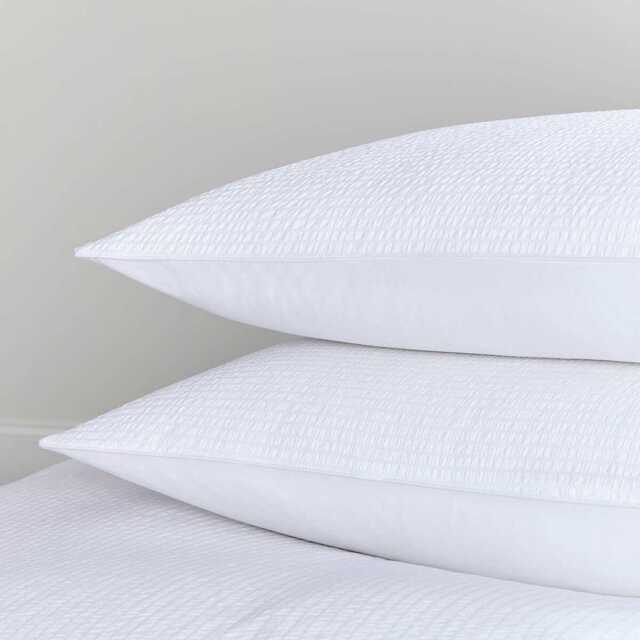 DUSK Pair of Mykonos Seersucker Pillowcases - 200 Thread Count - Cotton - White - image 1