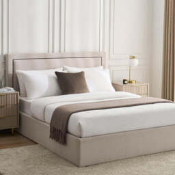 DUSK Windsor Ottoman Storage Bed - Natural/Black - Double - thumbnail 1