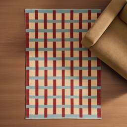 DUSK Rory Contrast Checkerboard Rug - Blue - 120x170cm - thumbnail 1