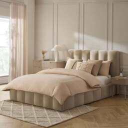 DUSK Cheshire Ottoman Storage Bed - Chenille Oatmeal - Super King