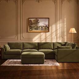 DUSK Miami Right Hand Large L-Shape Sofa - Chenille Olive - thumbnail 2