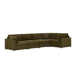 DUSK Miami Right Hand Large L-Shape Sofa - Chenille Olive - thumbnail 4