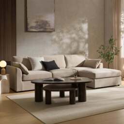 DUSK Miami Right Hand Chaise Sofa - Chenille Oatmeal - thumbnail 1