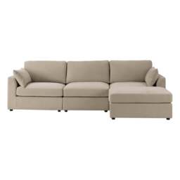 DUSK Miami Right Hand Chaise Sofa - Chenille Oatmeal - thumbnail 3