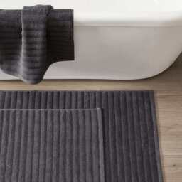 DUSK Monaco Ribbed Cotton Bath Mat - Charcoal - Small - thumbnail 3