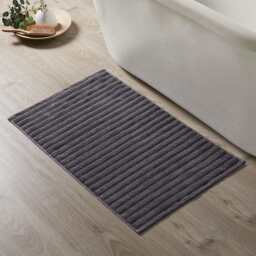 DUSK Monaco Ribbed Cotton Bath Mat - Charcoal - Small - thumbnail 1