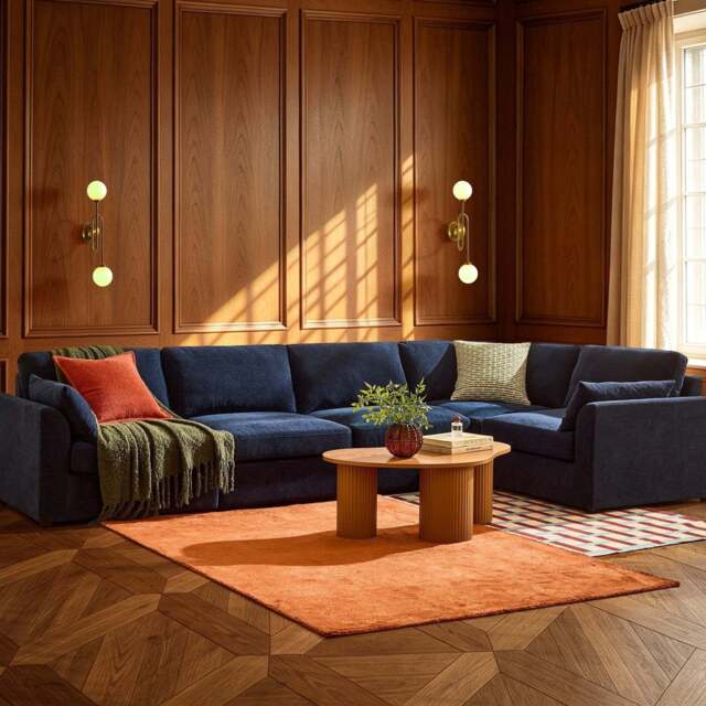 DUSK Miami Right Hand Large L-Shape Sofa - Chenille Navy - image 1