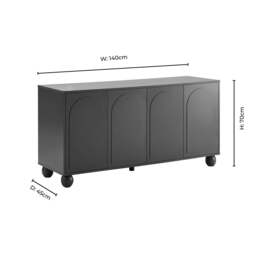 DUSK Rachel Arch Front 4 Door Sideboard - Black - thumbnail 9