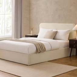 DUSK Ascot Bouclé Ottoman Storage Bed - Off White - King Size - thumbnail 1