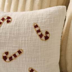 DUSK Beaded Candy Cane Christmas Cushion Cover - White - 30 x 50cm - thumbnail 2