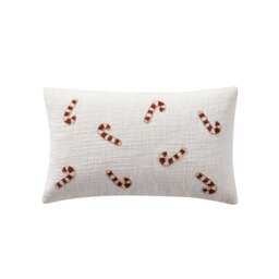 DUSK Beaded Candy Cane Christmas Cushion Cover - White - 30 x 50cm - thumbnail 3