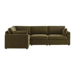 DUSK Miami Left Hand Small L-Shape Sofa - Chenille Olive - thumbnail 5