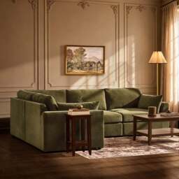 DUSK Miami Left Hand Small L-Shape Sofa - Chenille Olive - thumbnail 2
