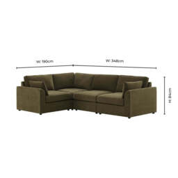 DUSK Miami Left Hand Small L-Shape Sofa - Chenille Olive - thumbnail 8
