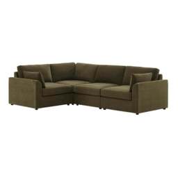 DUSK Miami Left Hand Small L-Shape Sofa - Chenille Olive - thumbnail 4