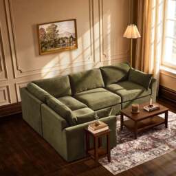 DUSK Miami Left Hand Small L-Shape Sofa - Chenille Olive - thumbnail 3