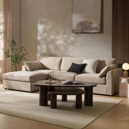 DUSK Miami Left Hand Chaise Sofa - Chenille Oatmeal - thumbnail 2