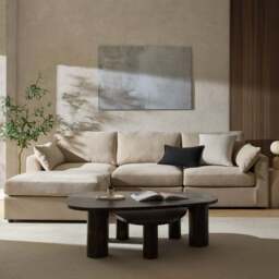 DUSK Miami Left Hand Chaise Sofa - Chenille Oatmeal - thumbnail 1