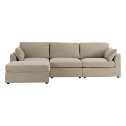 DUSK Miami Left Hand Chaise Sofa - Chenille Oatmeal - thumbnail 4