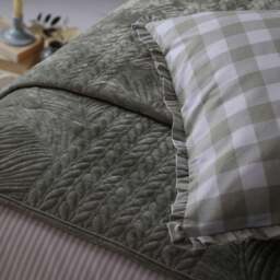 DUSK Rome Velvet Greek Matelasse Bedspread - Basil - thumbnail 3