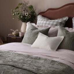 DUSK Rome Velvet Greek Matelasse Bedspread - Basil - thumbnail 2
