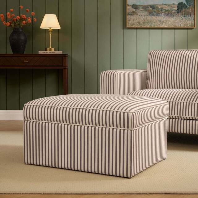 DUSK Soho Ottoman Storage Pouffe -  Chocolate Stripe - image 1