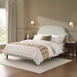 DUSK Surrey Bed Frame - Sage Stripe - Small Double - thumbnail 1