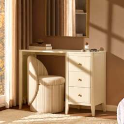 DUSK Poppy Large Dressing Table with Drawers - Cream - thumbnail 1