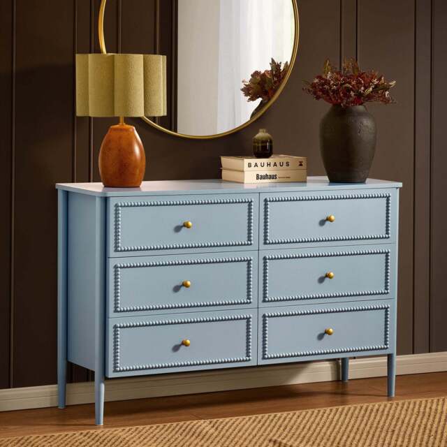 DUSK Posy Bobbin 6 Drawer Chest - Sky Blue - image 1